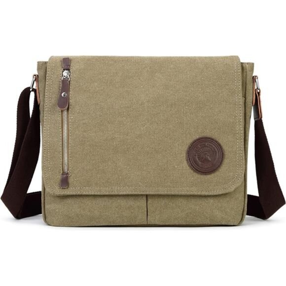 Canvas Messenger Bag Small Crossbody Bag Vintage Shoulder Bag for Men Women - Picture 1 of 8